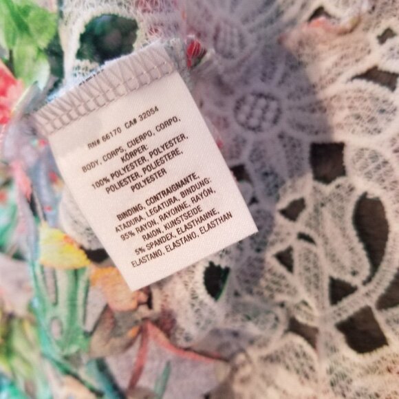 Inari Women's Sleeveless Tank Top Embroidered Keyhole Back Multi Floral Size XS - Picture 4 of 6